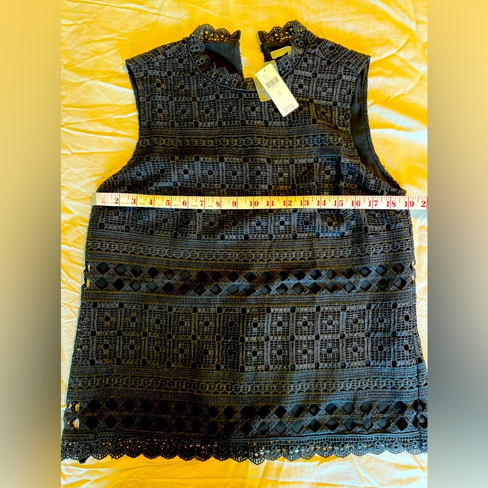 Anthropologie NWT black lace sleeveless high neck top size M